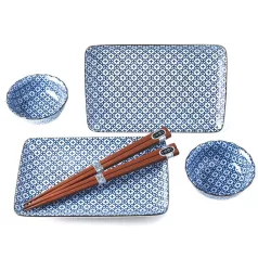Set Sushi 2 farfurii 2 boluri si betisoare MIJ