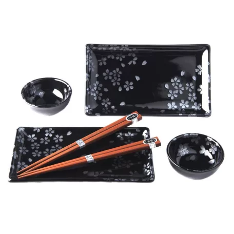 Set Sushi 2 farfurii 2 boluri si betisoare MIJ