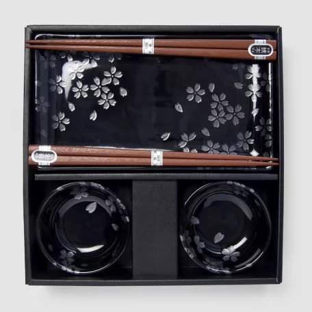 Set Sushi 2 farfurii 2 boluri si betisoare MIJ