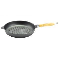 Tigaie fonta rotunda grill 24cm maner lemn