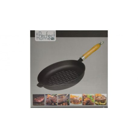 Tigaie fonta rotunda grill 24cm maner lemn