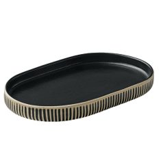 Platou oval 18cm cu relief linia Nara Black and White