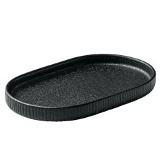 Platou oval 18cm cu relief linia Nara Black