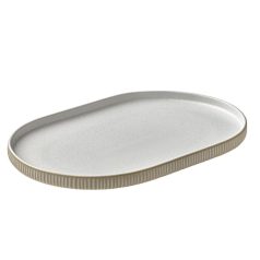 Platou oval 30cm cu relief linia Nara White