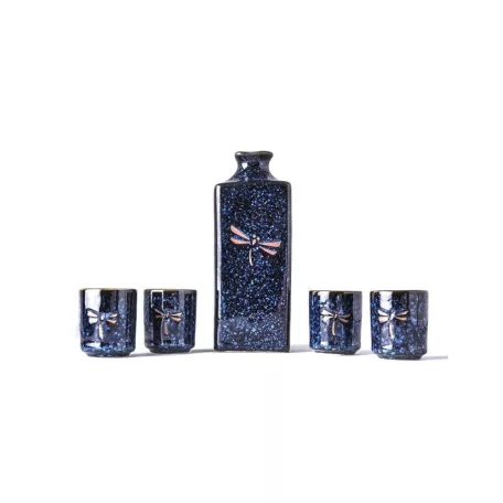 Set Sake 5 piese MIJ Dark Blue Dragonfly