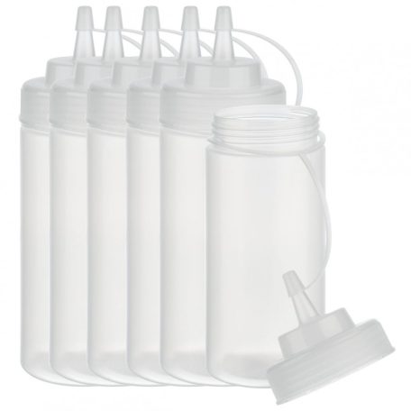 Set 6 flacon dozator flexibil 490ml Transparent