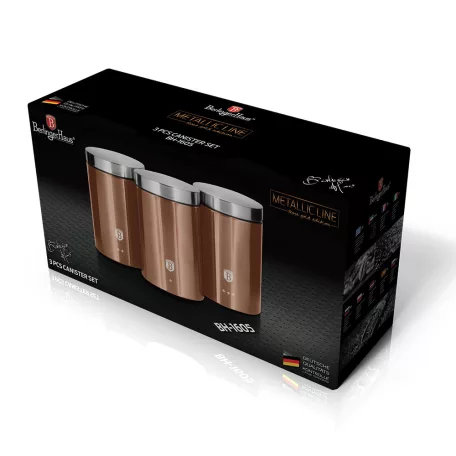 Set 3 recipiente depozitare inox Rose Gold