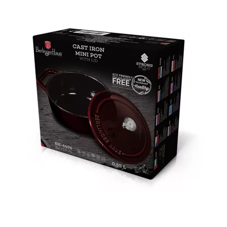 Mini oala fonta cu capac emailata 12cm