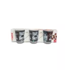 Set 3 pahare cafea cu suport si maner metalic 85ml 