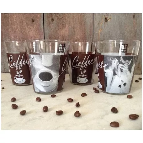 Set 3 pahare cafea cu suport si maner metalic 85ml 