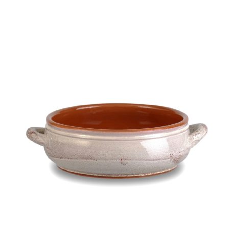 Vas ceramica termo 2 manere alb antic 14cm