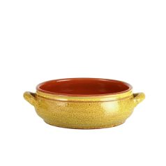 Vas ceramica termo 2 manere galben antic 14cm