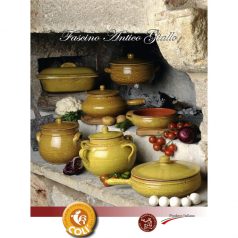 Vas ceramica termo 2 manere galben antic 16cm