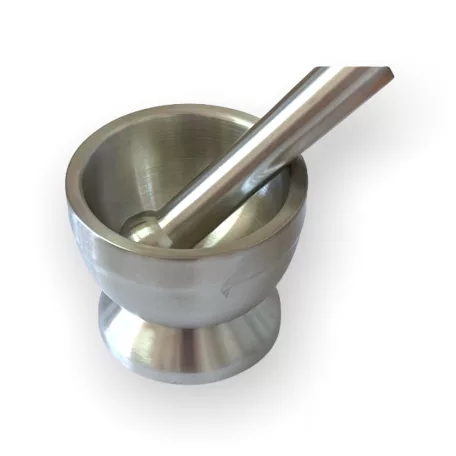 Mojar inox 10cm cu pistil si capac silicon 